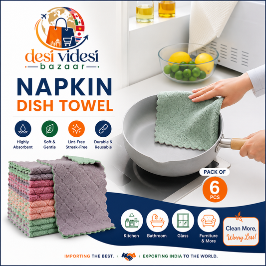 Microfiber Printed Dish Towel | Pack of 6 | Ultra Absorbent Kitchen Cleaning Cloths