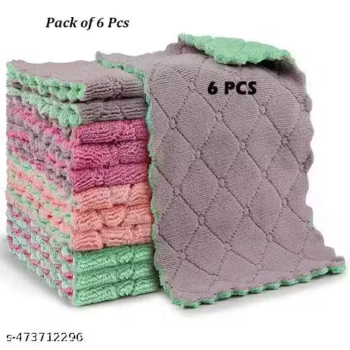 Microfiber Printed Dish Towel | Pack of 6 | Ultra Absorbent Kitchen Cleaning Cloths