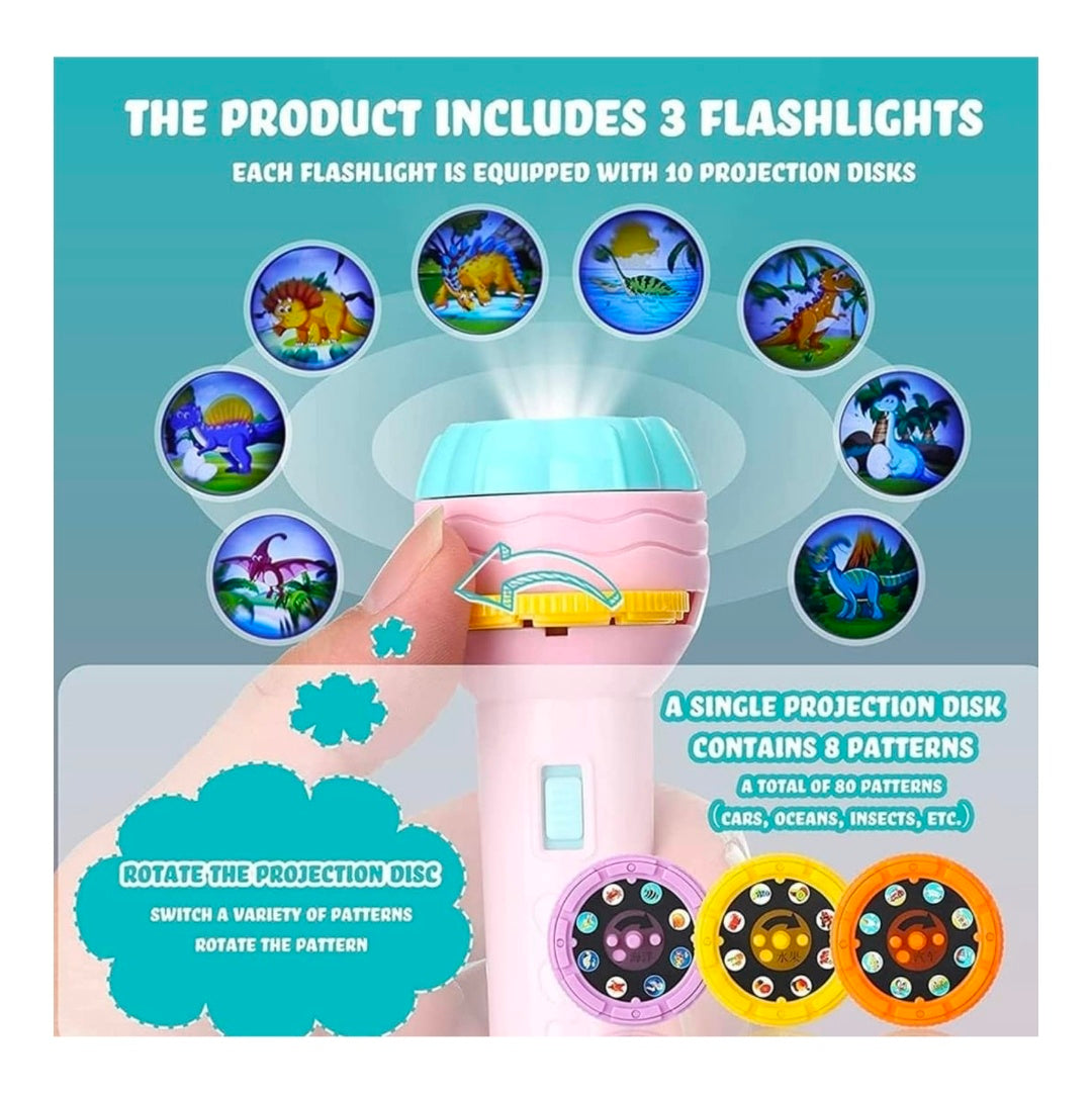 Projector Flashlight Toy with 6 Slides (Battery Cell Powered)