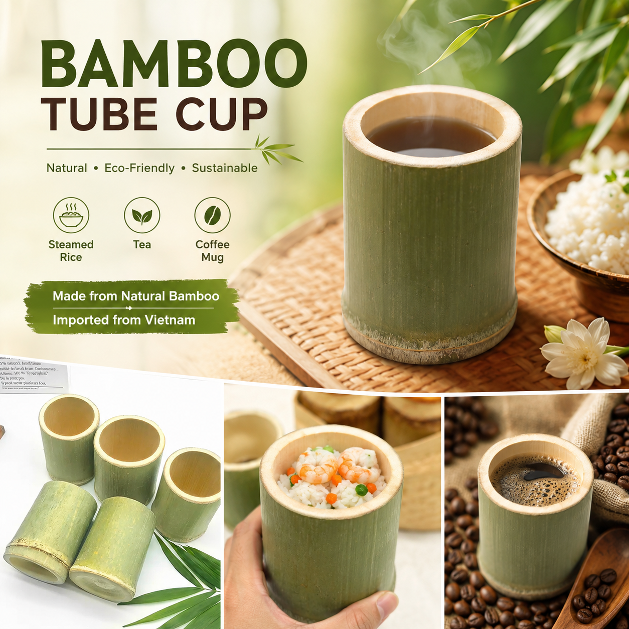 Bamboo Tube Cup (5 Piece)